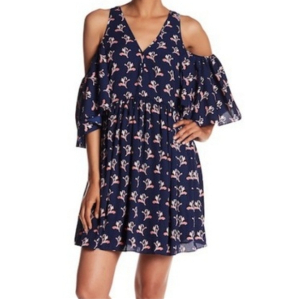 Rebecca Minkoff Robbie Cold Shoulder Floral Print Mini Dress